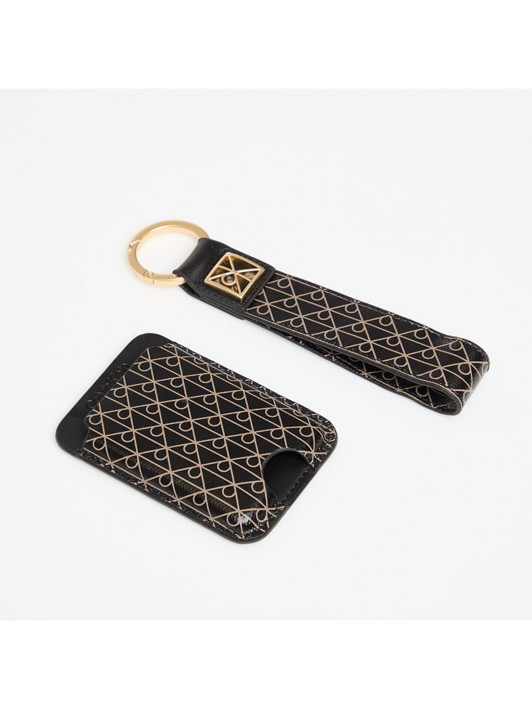 Peněženka Calvin Klein Emblem Aop Key Fob Cardholder Black Universal